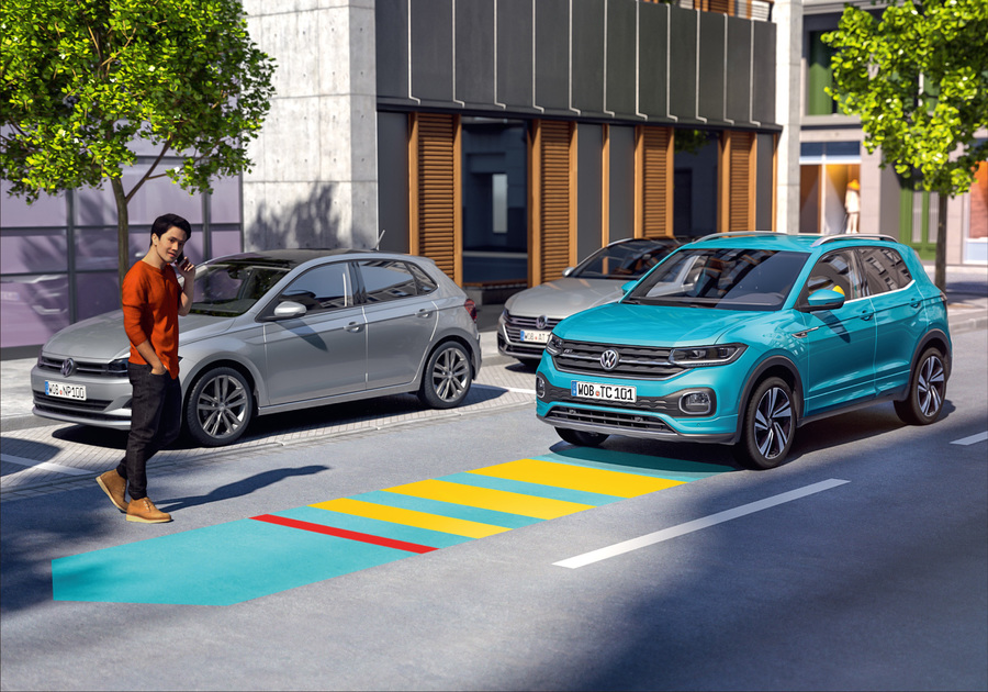 T-Cross
プリクラッシュブレーキシステム“Front Assist” (歩行者検知対応シティエマージェンシーブレーキ機能付) イメージ
