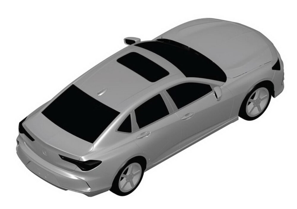 次期新型アキュラ TLX リークされた特許画像
車両右後方上から俯瞰
