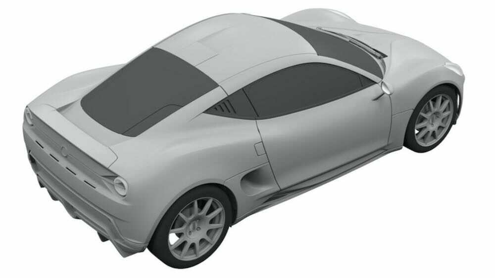 新型ヤマハ 2ドアクーペ EVの流出した特許画像
車体右後方から俯瞰