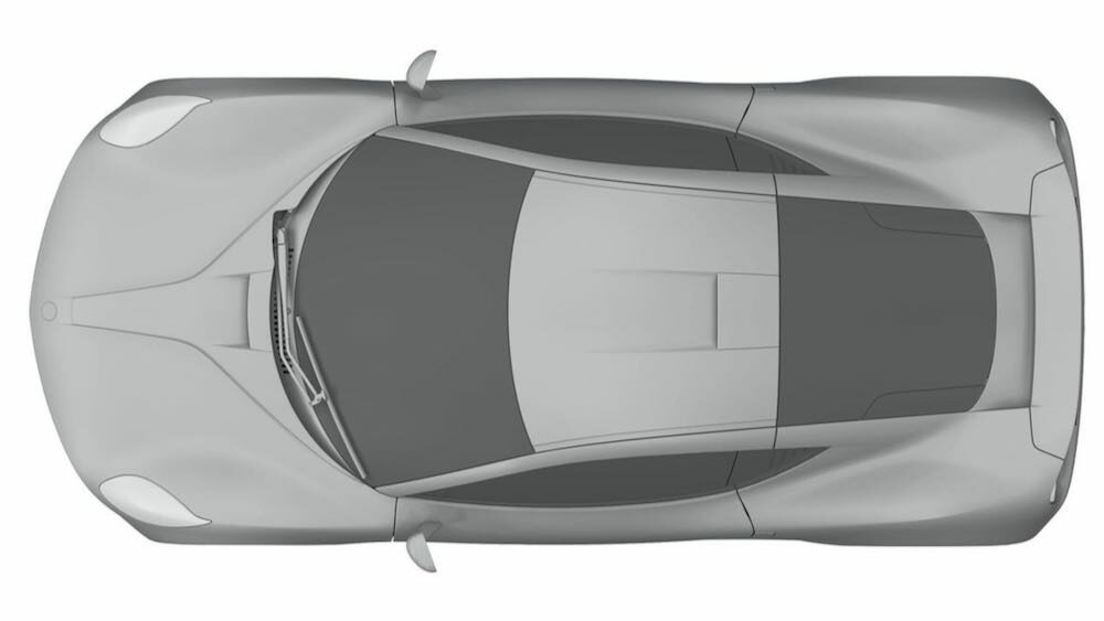 新型ヤマハ 2ドアクーペ EVの流出した特許画像
車体真上から俯瞰