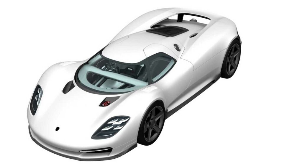 ポルシェ918後継かと思われる謎のハイパーカーの流出特許画像