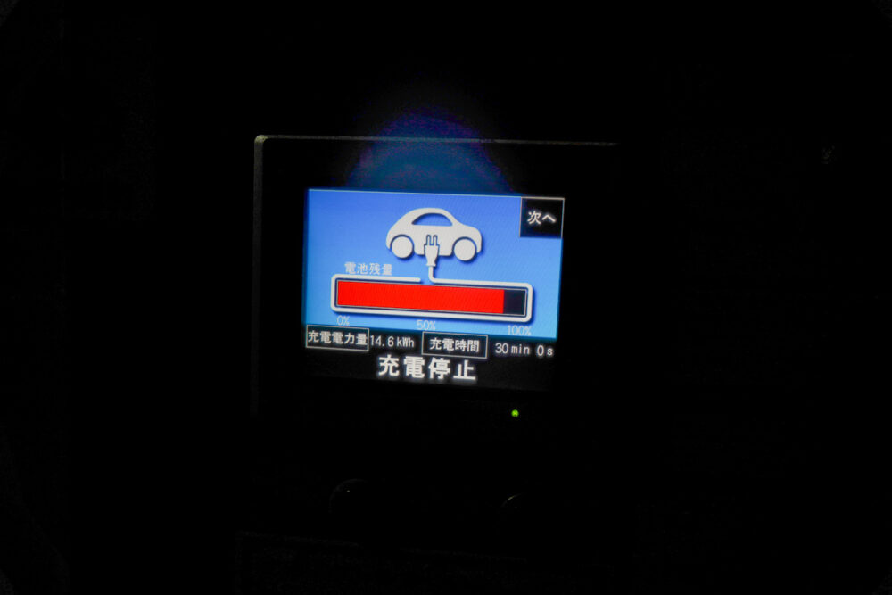 新電元工業製の充電器の充電停止表示