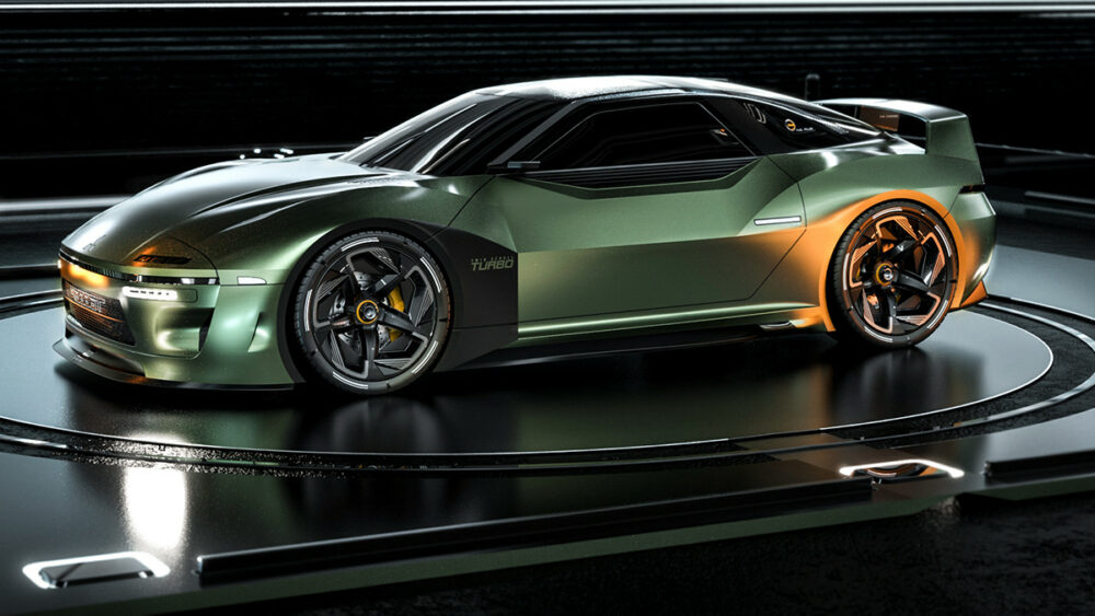 復活新型三菱 4000GT デザイン予想CG 緑
ボディサイド