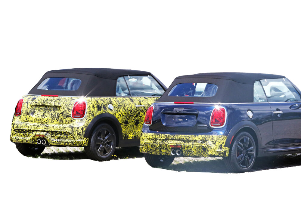 改良新型MINI クーパーSとジョン・クーパー・ワークス(JCW)コンバーチブル プロトタイプ スパイショット
リア