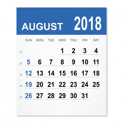 カレンダー 2018年8月