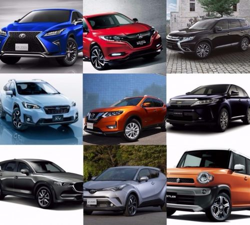 国産SUV トヨタ ハリアー C-HR レクサス RX 日産 アウトランダー マツダ CX-5 スズキ ハスラー 三菱 アウトランダー スバル XV